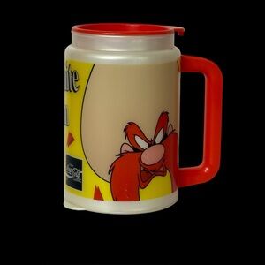 Vtg 1994 Walmart Coke Yosemite Sam Plastic Mug Cup With Lid Collector's Series‎